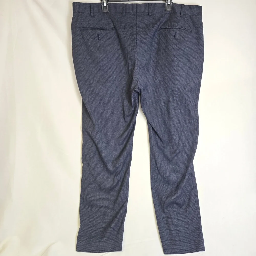 Lauren‎ Ralph Lauren Micro Check Plaid Pleated Chino Pants Blue Black P42W x 30L